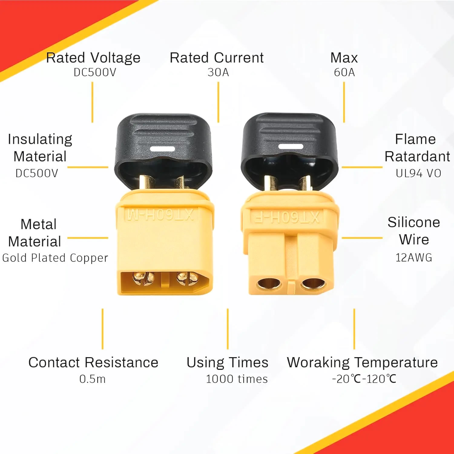 XT60 커넥터 플러그(쉴 하우징 포함) 여성/남성 X - Drone Battery Connector 리뷰 및 가격