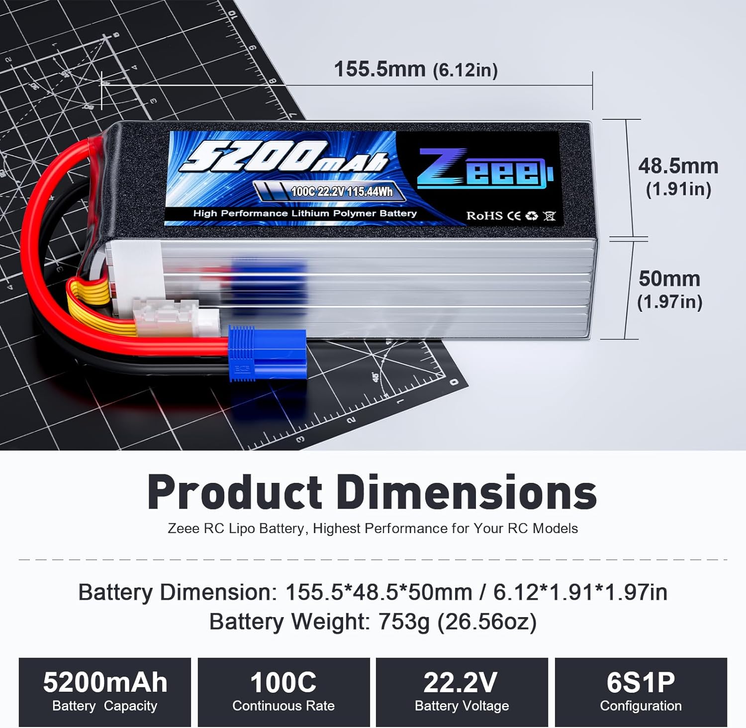 Zeee 6S 5200mAh 리포 배터리, 22.2V  - Drone Battery 6S 리뷰 및 가격
